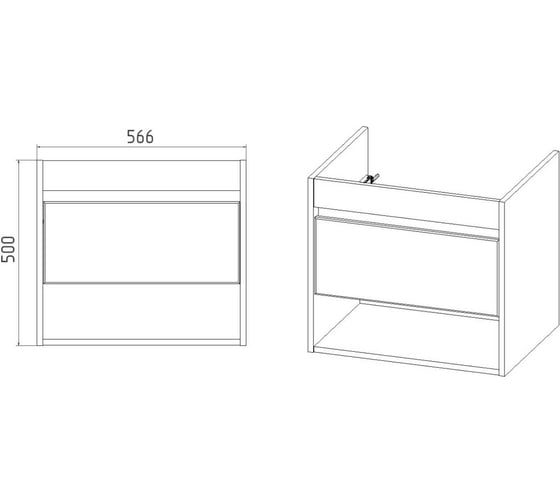 Тумба Viant Бостон como 60 1 створка подвесная 430x560x620 VBOS60CO-T1STP