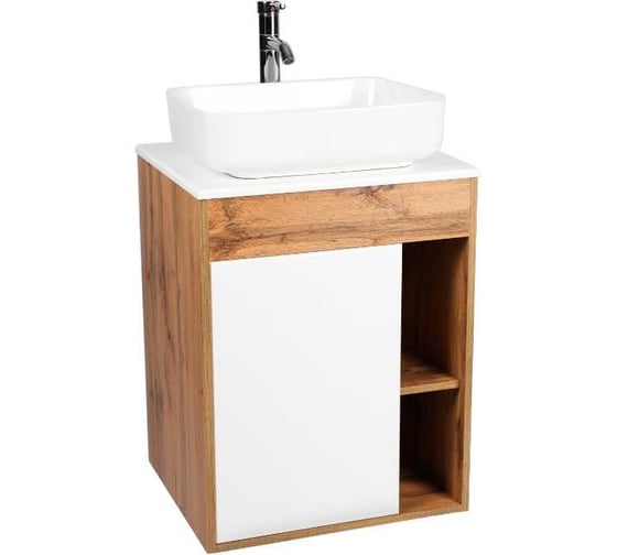 Тумба Viant Бостон 1 створка со столешницей l56 подвесная 500x560x636 VBOS56N-T1STP