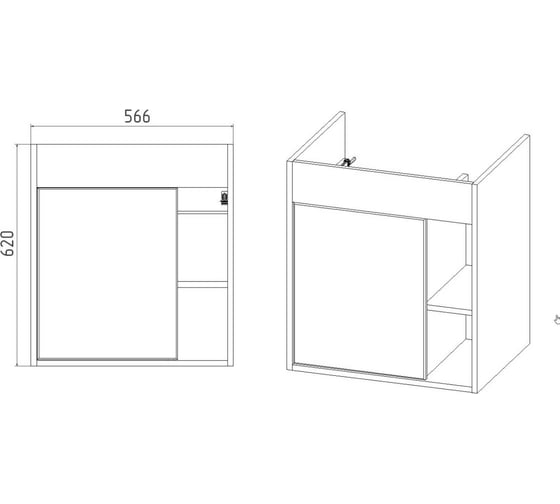 Тумба Viant Бостон como 60 1 створка графит 430x560x820 VBOS60COG-T1ST