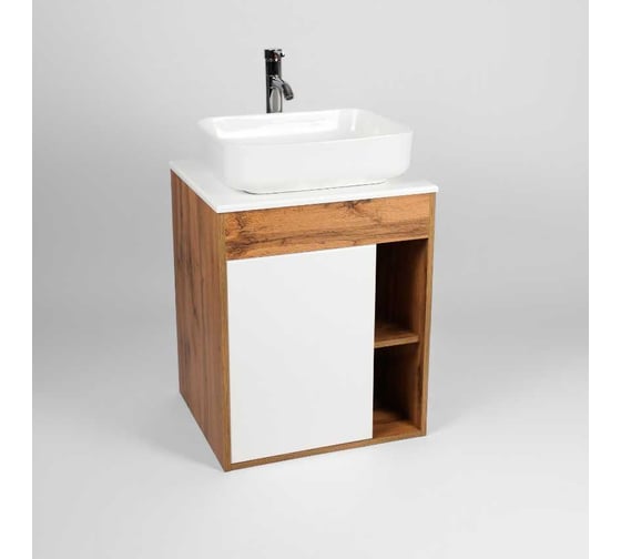 Тумба Viant Бостон 1 створка со столешницей l65 подвесная 500x655x636 VBOS65N-T1STP