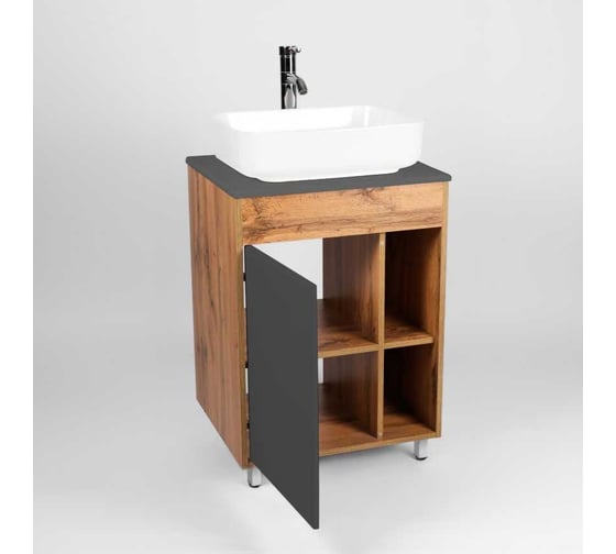 Тумба Viant Бостон 1 створка со столешницей l56 графит 500x560x820 VBOS56NG-T1ST