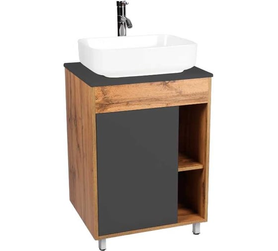 Тумба Viant Бостон 1 створка со столешницей l65 графит 500x655x820 VBOS65NG-T1ST