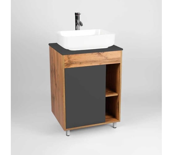 Тумба Viant Бостон 1 створка со столешницей l65 графит 500x655x820 VBOS65NG-T1ST
