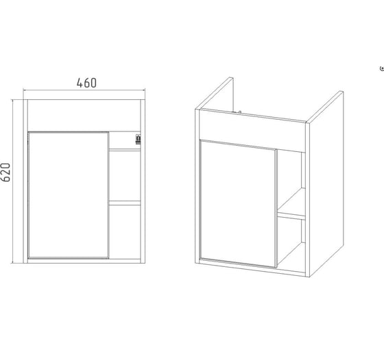 Тумба Viant Бостон como 50 1 створка подвесная графит 380x460x620 VBOS50COG-T1STP