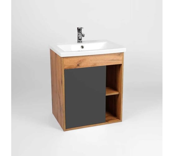 Тумба Viant Бостон como 70 1 створка подвесная графит 425x655x620 VBOS70COG-T1STP