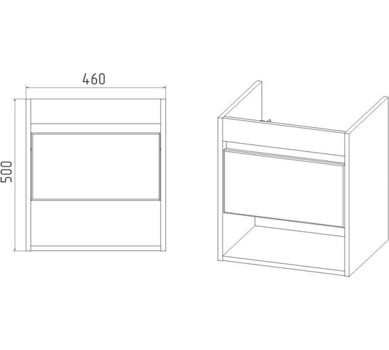 Тумба Viant Бостон como 50 1 ящик подвесная 380x460x500 VBOS50CO-T1YP