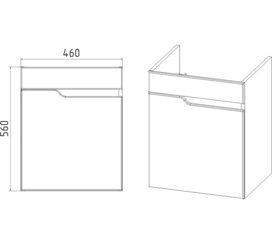 Тумба Viant Куба como 50 1 створка подвесная 380x460x560 VKUB50CO-T1STP