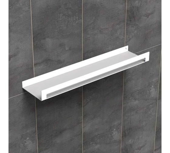 Полка для ванной комнаты Граф Держалкин настенная, металлическая, 50x11,5x4 см, белая H1-but-б