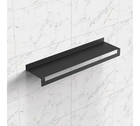 Полка для ванны Граф Держалкин horizon1 с полотенцесушителем, 500x115x60,черная H1-pol-ч