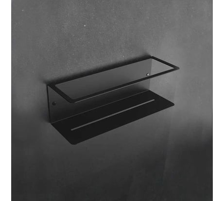 Полка для ванной с держателем Граф Держалкин horizon 2 черная H2-der-ч