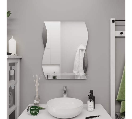 Зеркало MIXLINE "Аква" 510x640 (шв), с полкой (к) 552586