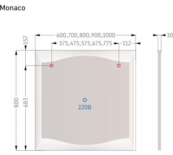 Зеркало ALAVANN MONACO 60 р-р: 600x800 57014
