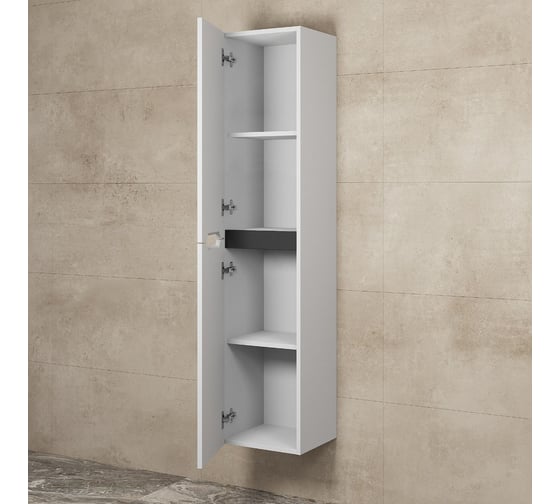 Шкаф-пенал для ванной Uperwood Modul 33x36x150 см, подвесной, с дверцами, матовый, белый/графит 2930205401