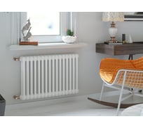 Трубчатый радиатор GUARDO PILON трехтрубный 565 мм высотой, 1104 мм шириной, 24 секции, нижнее с вентилем подключение, белый 3T-0565 24 NKV