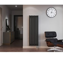 Трубчатый радиатор с прямоугольным профилем 30x60 RETTA 6SP 1800 мм высотой, 620 мм шириной, 8 секций, нижнее правое подключение, 6SP-1800-08 NK-VER-R RAL9005 черный матовый GUARDO 6SP-1800-08 NK-VER-R R9005(M)