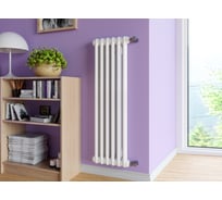 Вертикальный трубчатый радиатор GUARDO PILON двухтрубный 1200 мм высотой, 564 мм шириной, 12 секций, боковое подключение 3/4", белый 2T-1200 12 BK 3/4"