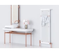 Вертикальный трубчатый радиатор GUARDO PILON двухтрубный 1500 мм высотой, 204 мм шириной, 4 секции, нижнее подключение, белый 2T-1500 4 NK