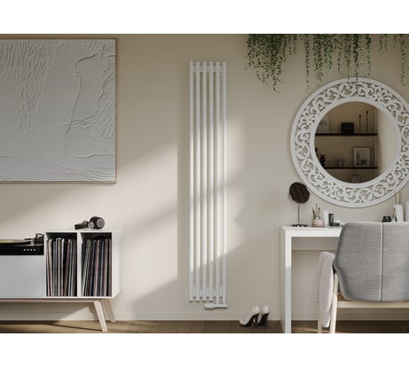 Вертикальный стальной радиатор GUARDO Torre 3D 1800х682 мм, 14 секций, S=26м², боковое подключение 3D-1800-14 BK-VER R9016(M)