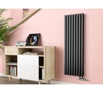 Трубчатый радиатор с прямоугольным профилем 60x30 GUARDO RETTA 6P 1500 мм высотой, 280 мм шириной, 6 секций, нижнее левое подключение, 6P-1500-06 NK-VER-L RAL9005 черный матовый 6P-1500-06 NK-VER-L R9005(M)