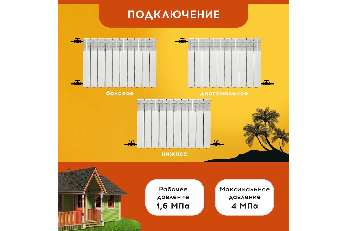 Радиатор Tropic 500x80, алюминиевый, 10 секций 7601.045 - выгодная цена,  отзывы, характеристики, фото - купить в Москве и РФ