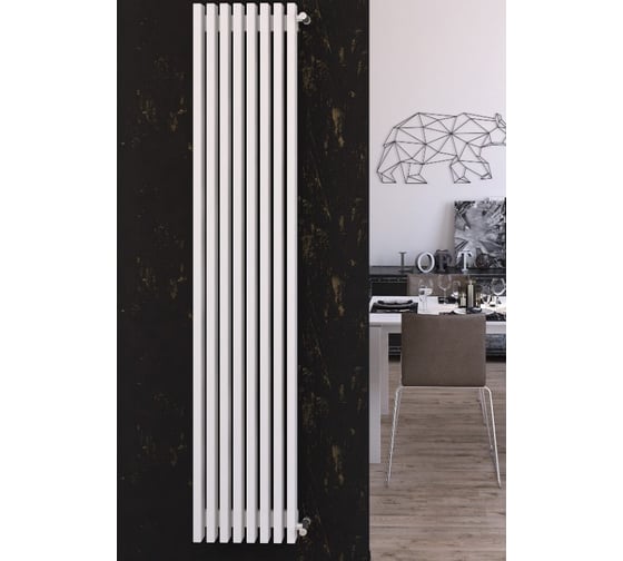 Стальной трубчатый радиатор Loten Grey V 1750 4 секции, белый RAL9016, нижнее подключение 061568