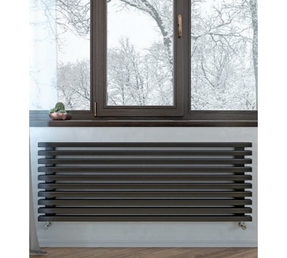 Стальной трубчатый радиатор Loten Grey Z 1750 4 секции, черный RAL9005, нижнее подключение 061793