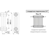 Радиатор IRSAP Tesi 3 30365/24 CL.01 белый T30 RR303652401A430