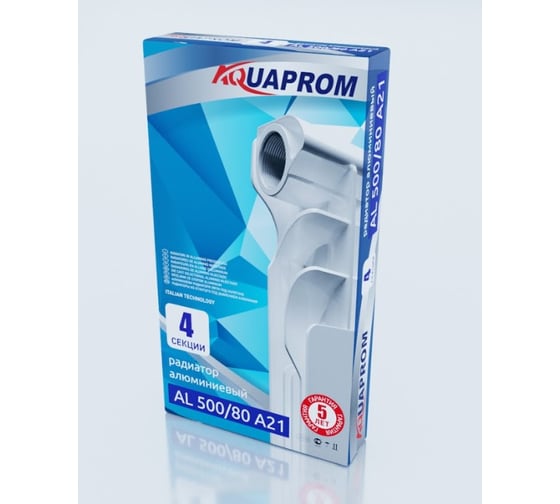 Радиатор AQUAPROM 500/80 алюминиевый AL, 4 секции A21 00-00016979 00-00010044