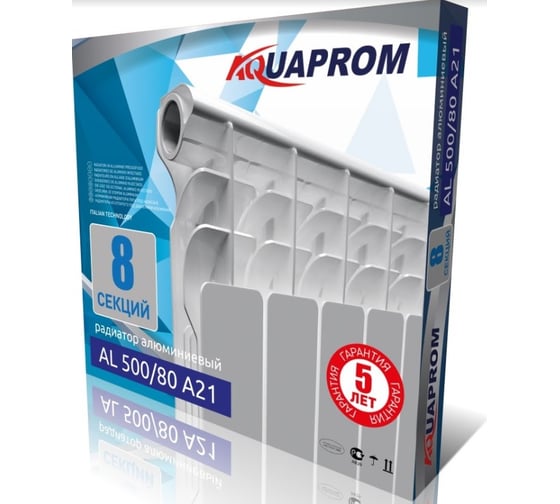 Радиатор AQUAPROM 500/80 алюминиевый AL, 8 секций A21 00-00017654