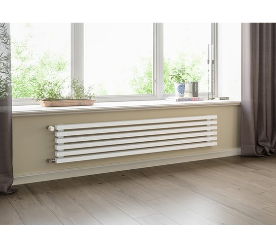 Вертикальный стальной радиатор GUARDO Retta 6P 280x2000 мм, 6 секций, S=17м², нижнее правое подключение 6P-2000-06 NK-GOR-R R9016(M)