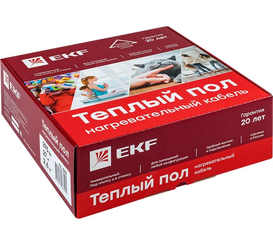 Нагревательный кабель для теплого пола EKF 225Вт 16 м 1,5 м2 nk-225