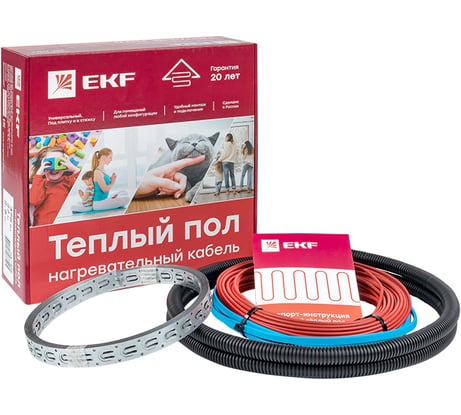 Нагревательный кабель для теплого пола EKF 375Вт 27 м 2,5 м2 nk-375