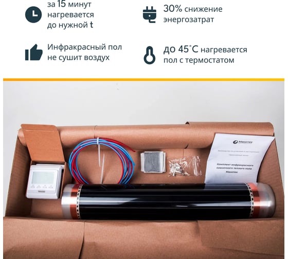 Комплект теплого пола с программируемым терморегулятором Манотек 14,5 м² infra_14.5_e51