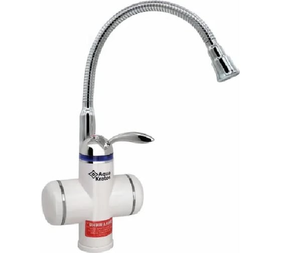 Смеситель для кухни с электронагревом Aquakratos с УЗО, белый, 3 кВт 31DY35