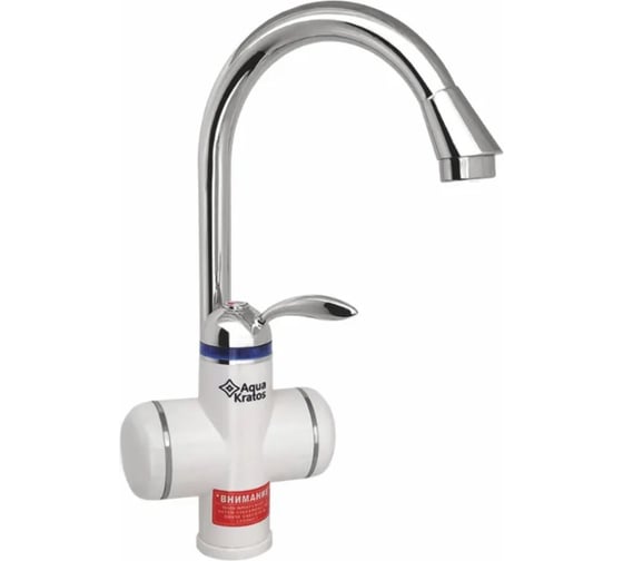 Смеситель для кухни с электронагревом Aquakratos без УЗО, белый, 3 кВт 31DY42 1