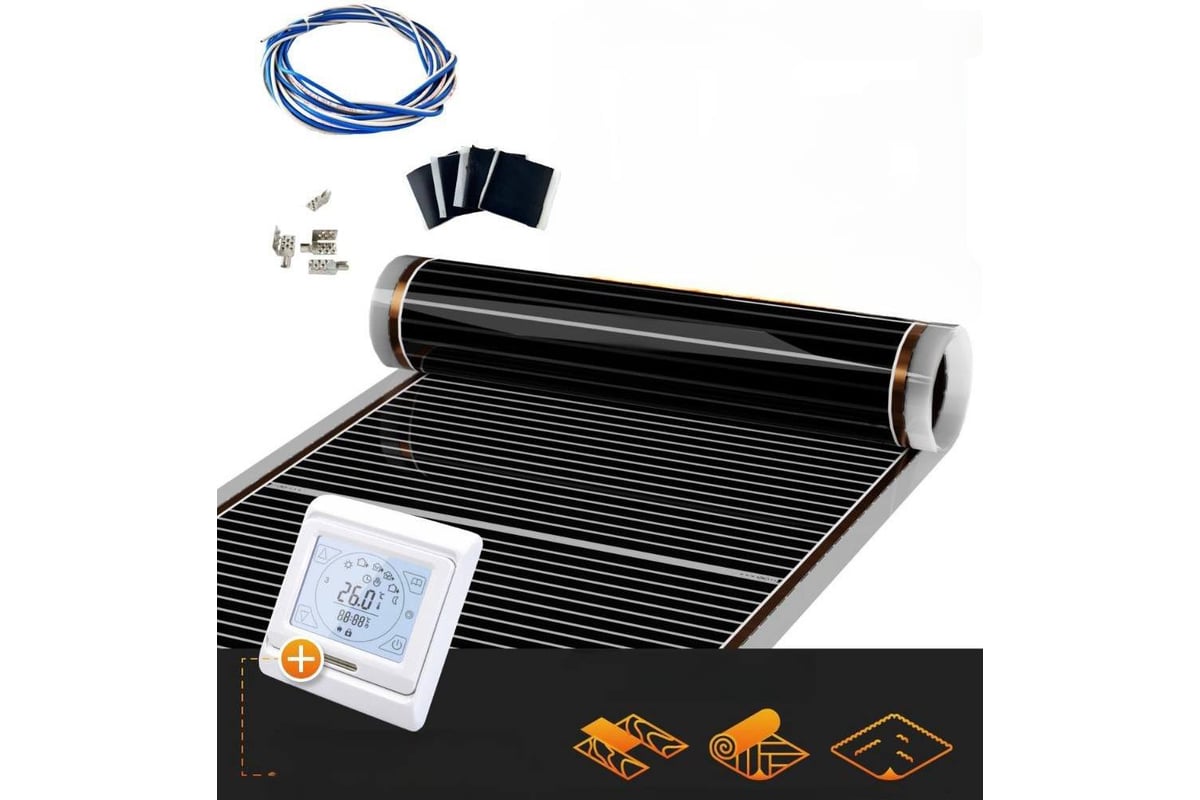 Теплый пол инфракрасный Манотек 100 см, с сенсорным терморегулятором, 8 ...