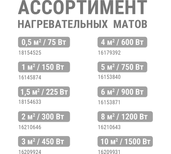 Теплый пол (мат нагревательный) TDM "Комфорт" МН двухжильный, 8 кв. м, 1200 Вт Electric SQ2501-0007
