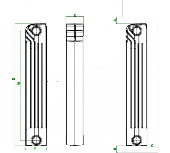 Биметаллический радиатор Fondital ALUSTAL 500/100 BIANCO 6 секций R90103406