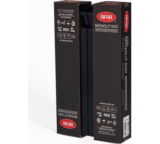 Биметаллический радиатор RIFAR  MONOLIT 500 Антрацит 04 секц. бок. R-MN-500-04-AN