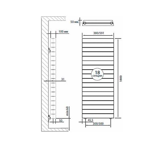 Радиатор ROYAL THERMO PianoForte Tower 300 /Bianco Traffico - 18 секц. НС-1345745