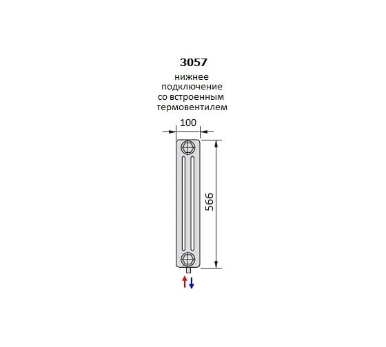 Трубчатый радиатор Zehnder Charleston Completto C3057/14/V001/RAL 9217