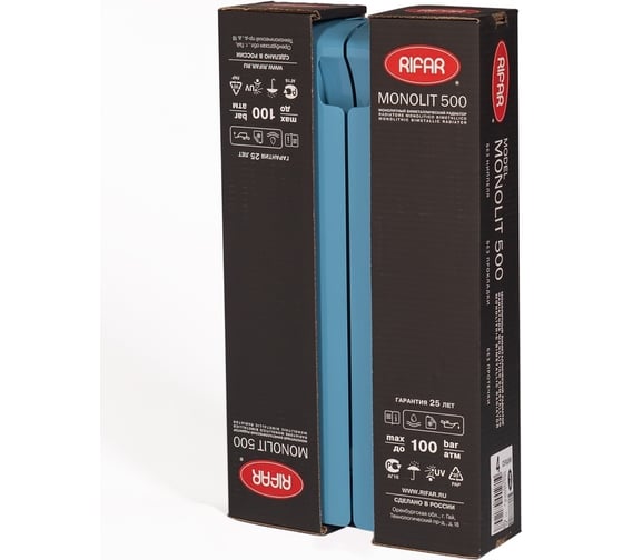 Биметаллический радиатор RIFAR MONOLIT 500 Сапфир 04 секц. бок. R-MN-500-04-SA