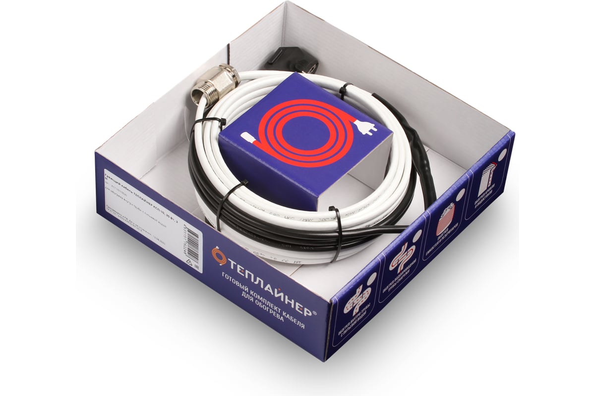 Греющий кабель ТЕПЛАЙНЕР КСП-10, 30 Вт, 3 м - выгодная цена, отзывы ...
