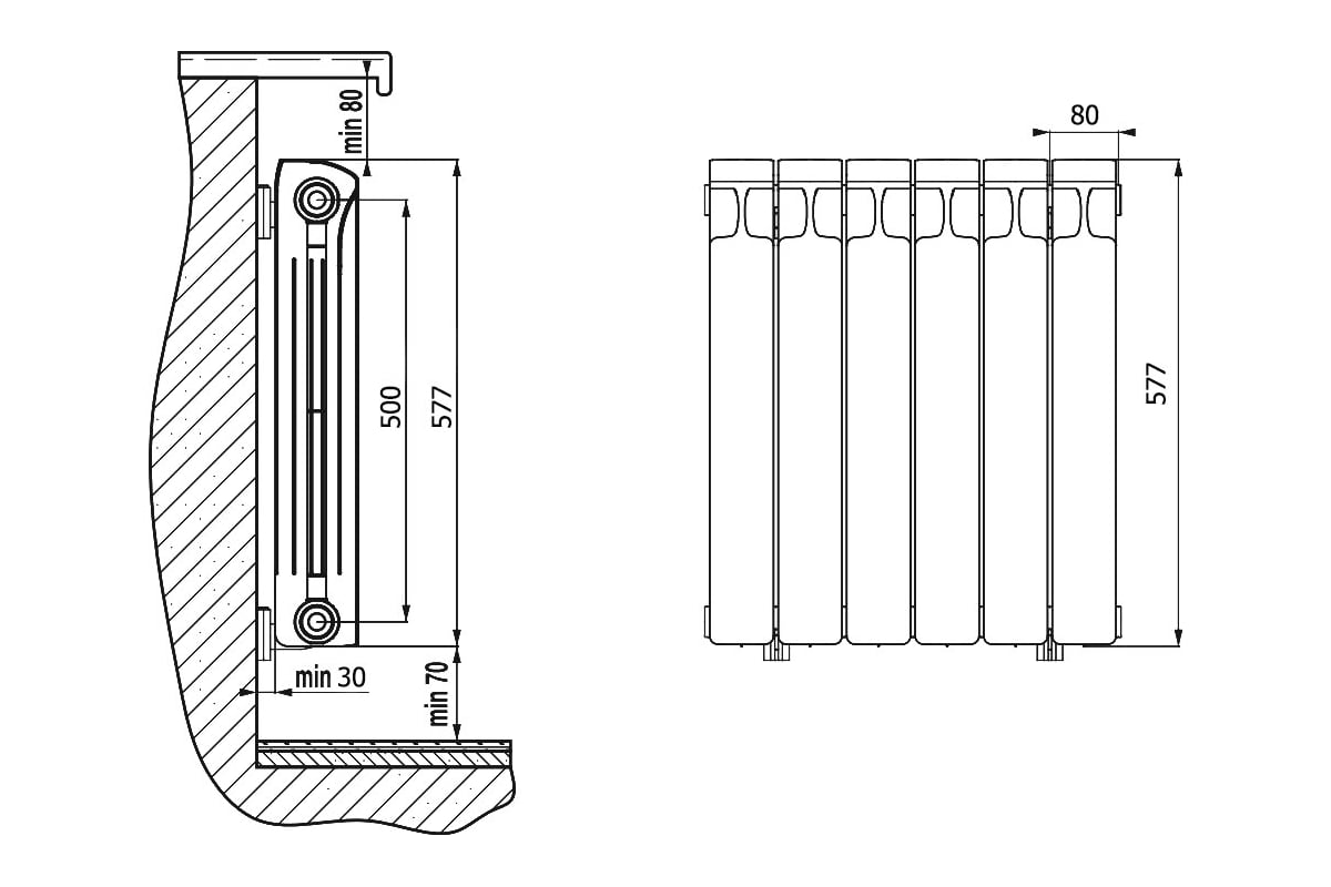 Ширина батарей отопления. Радиатор биметаллический Rifar Monolit-500 6 секции. Радиатор биметаллический Rifar Monolit 500 / 10 секций. Биметаллический радиатор Rifar Monolit 350 10 секций. Размеры радиаторов Рифар монолит 500.