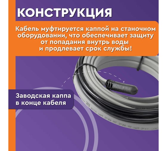 Греющий саморегулирующийся кабель Обогрев Люкс Lite на трубу 14 метров 11014