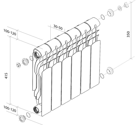 Радиатор биметаллический ROYAL THERMO Revolution B 350 - 12 секц. НС-1682413