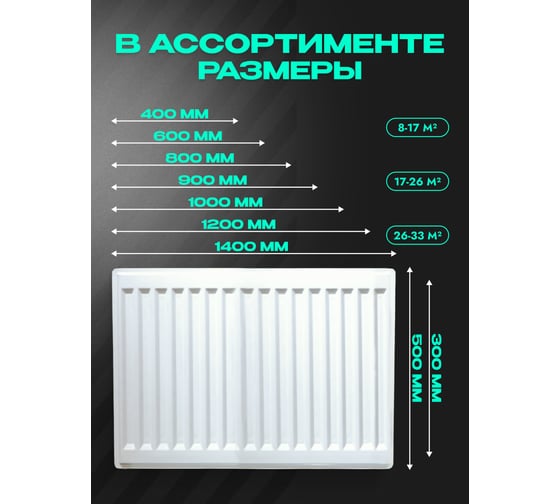 Панельный стальной радиатор Metronex тип 21 - 300x1400 мм с боковым подключением Б213001400БП