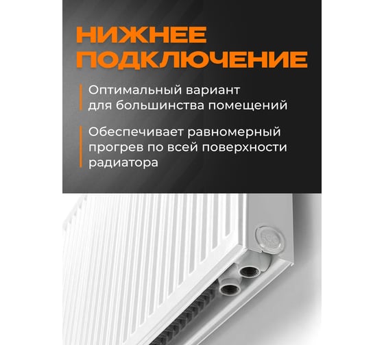 Панельный стальной радиатор Metronex тип 11 - 500x400 мм с нижним подключением Б11500400НП