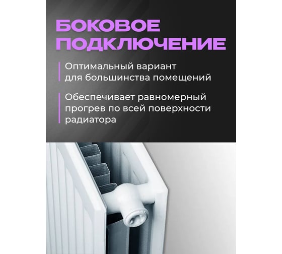 Панельный стальной радиатор Metronex тип 21 - 500x1200 мм с боковым подключением Б215001200БП