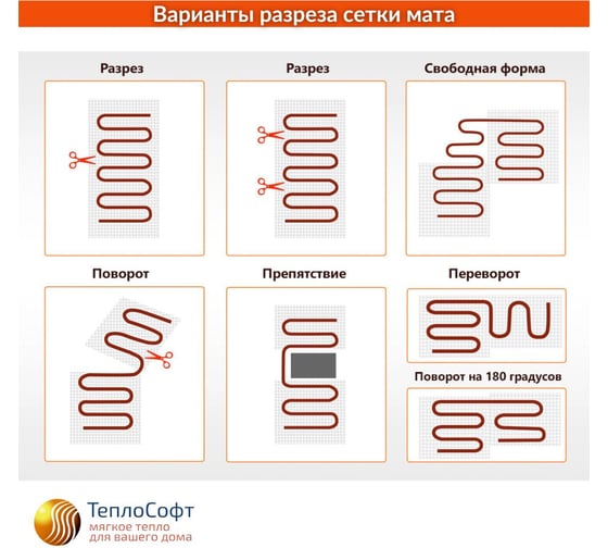 Теплый пол электрический под плитку 18м.кв. 2700Вт ТеплоСофт 182700/2